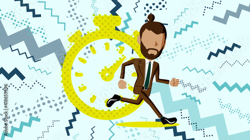 走るスーツ姿の男性のイラスト	