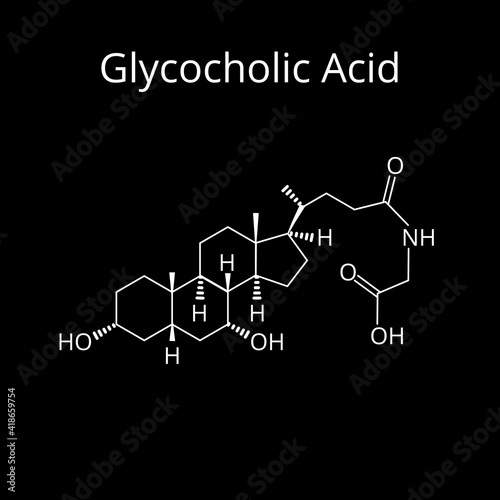 Glycocholic acid. Bile acid. Chemical molecular formula Glycocholic acid. Vector illustration on isolated background photo