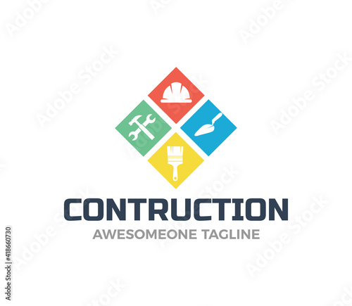 contraction logo design vector illustration