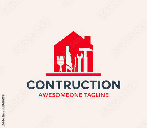 contraction logo design vector illustration