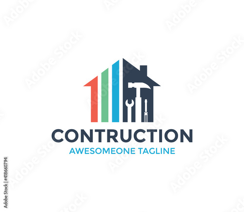 contraction logo design vector illustration