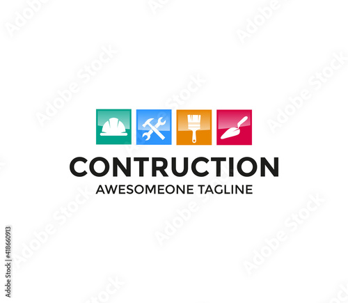 contraction logo design vector illustration