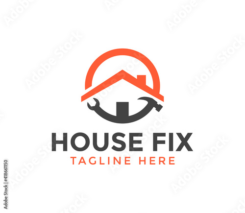house repair logo design vector illustration