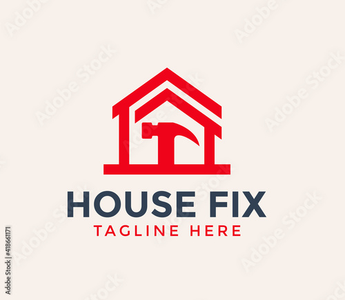 house repair logo design vector illustration