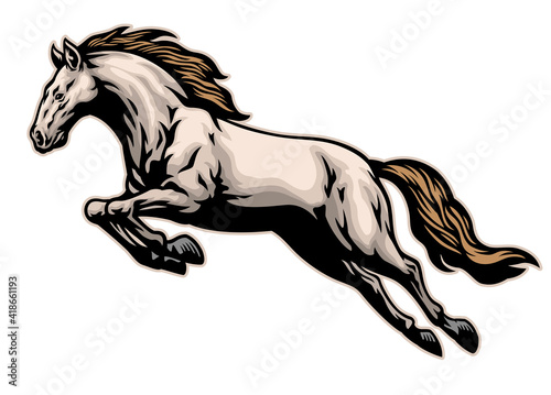 hand drawn of running mustang horse