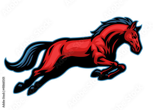 running mascot of mustang horse