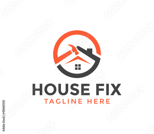house repair logo design vector illustration