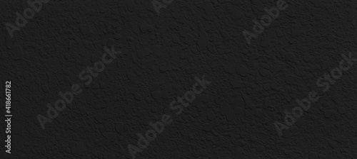 Panorama of Rough black cement wall texture and background seamless