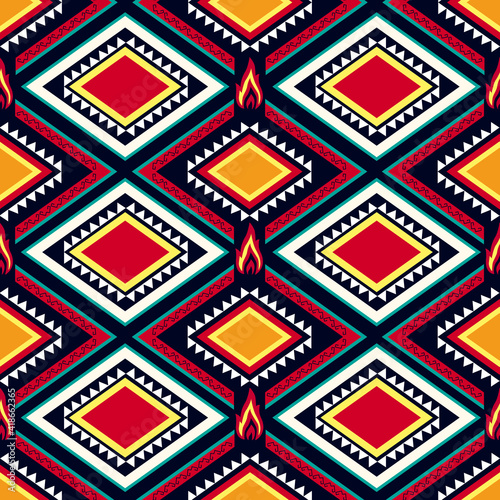 Traditional geometric fabric pattern for carpet background, fabric wallpaper and shirt vector illustration	
