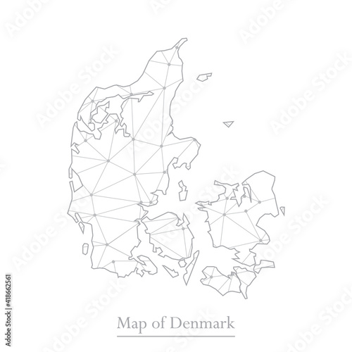 Vector map of Denmark with trendy triangles design polygonal abstract. Vector illustration eps 10.