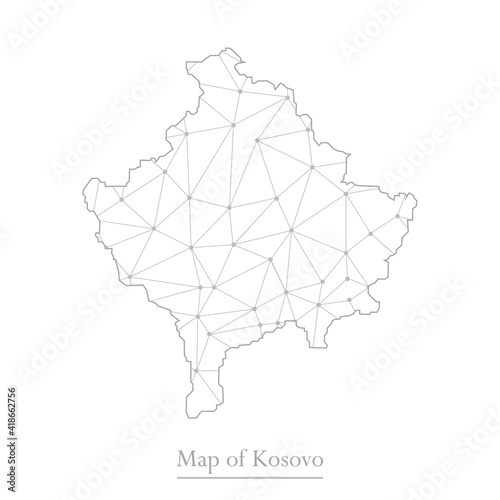 Vector map of Kosovo with trendy triangles design polygonal abstract. Vector illustration eps 10.