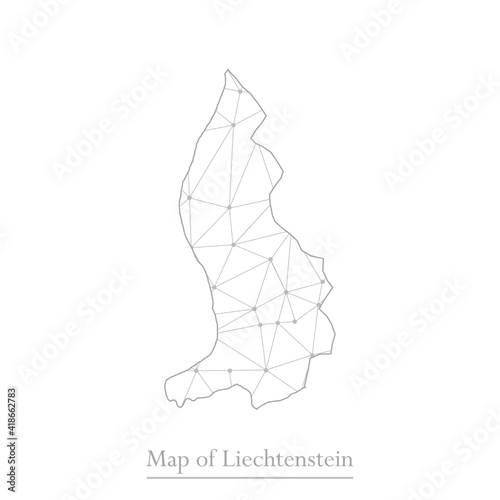 Vector map of Liechtenstein with trendy triangles design polygonal abstract. Vector illustration eps 10.
