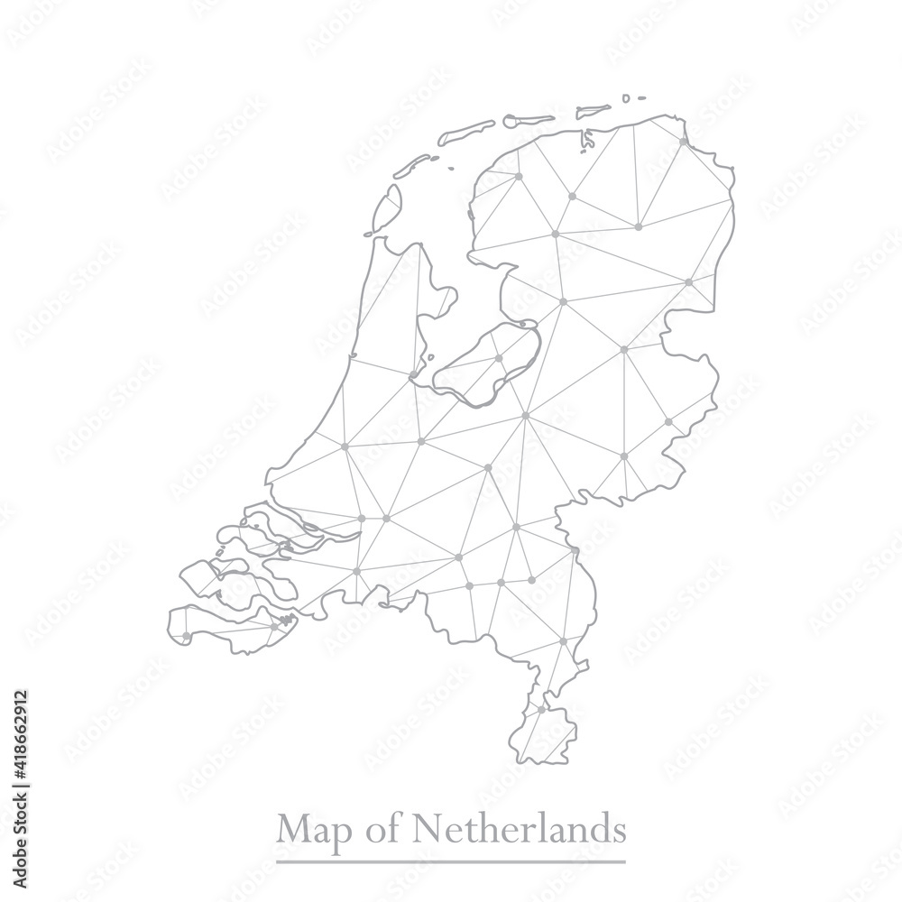 Vector map of Netherlands with trendy triangles design polygonal abstract. Vector illustration eps 10. Vector map of Netherlands with trendy triangles design polygonal abstract. Vector illustration eps 10.