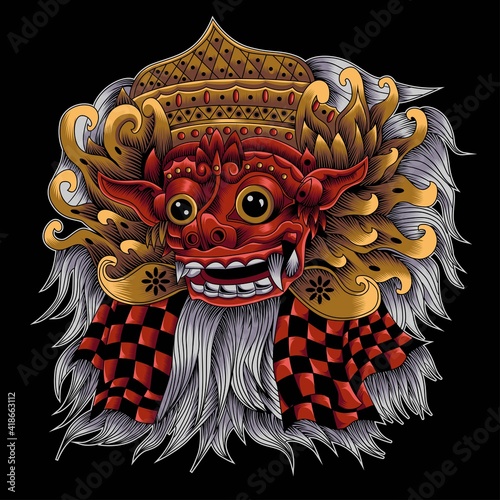 Barong Balinese Mask Illustration art 
