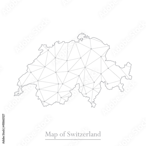 Vector map of Switzerland with trendy triangles design polygonal abstract. Vector illustration eps 10.