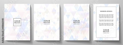 Modern cover, frame design set with abstract creative triangle pattern. Colorful geometric vector backdrop for notebook cover, business background, brochure template