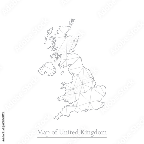 Vector map of United Kingdom with trendy triangles design polygonal abstract. Vector illustration eps 10.