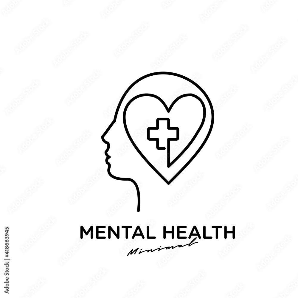 Mental health logo icon design with love line Mental health logo icon design with love line