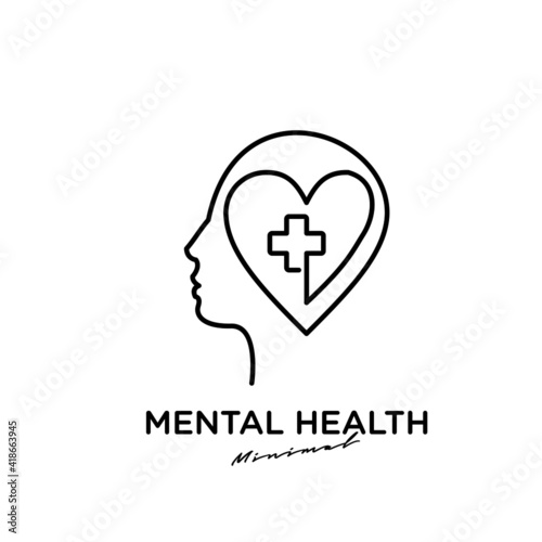 Mental health logo icon design with love line