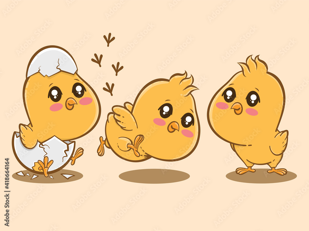 set of cute chicks cartoon set of cute chicks cartoon