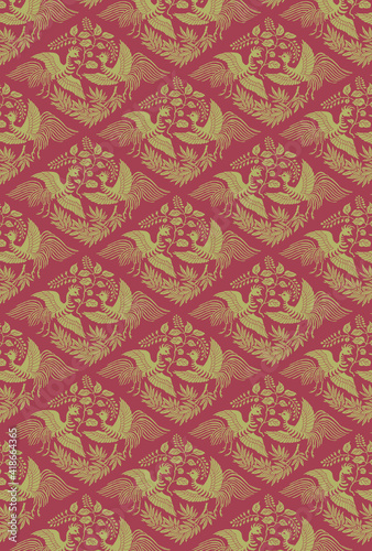 平安有職文様_桐竹鳳凰菱（きりたけほうおうひし）_壁紙・カラー