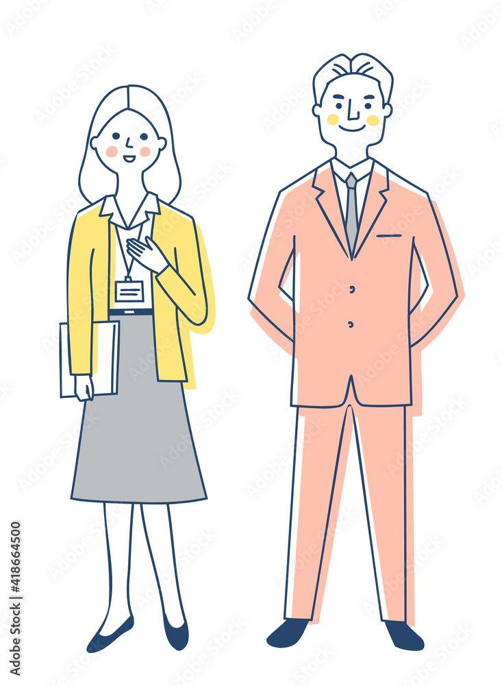 ビジネスマン 男女 全身 ビジネスマン 男女 全身