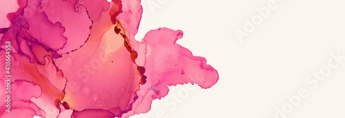 Alcohol ink vector texture banner. Fluid ink abstract background.