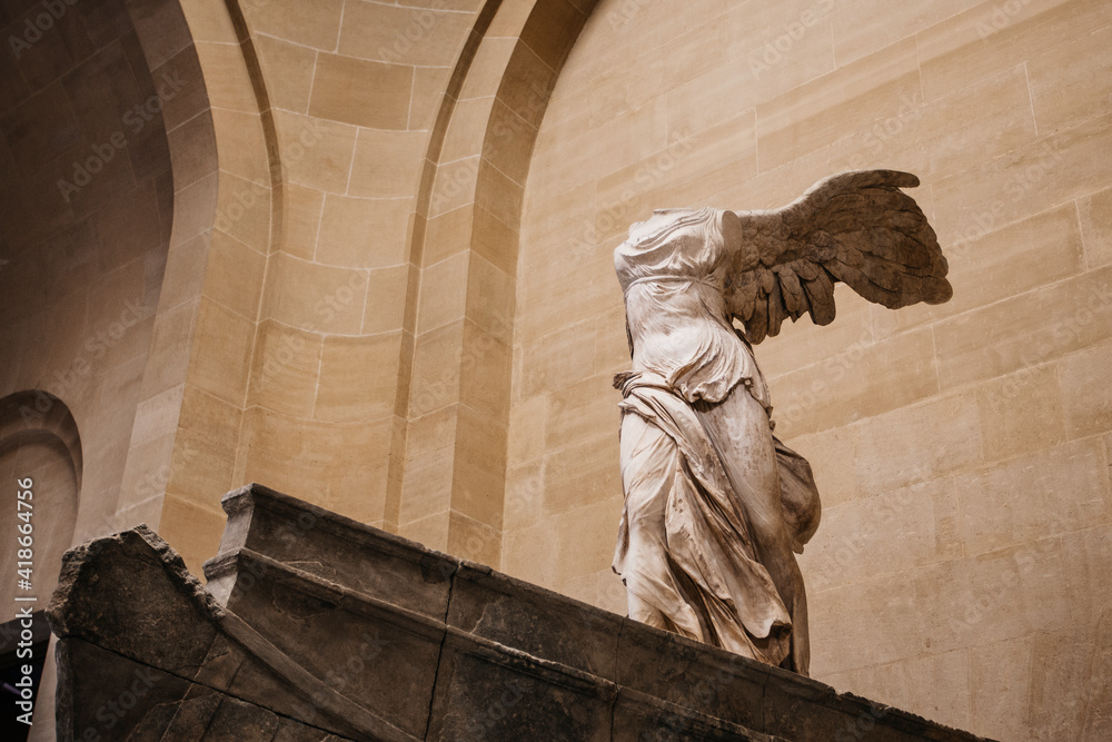 PARIS, FRANCE - October 2, 2016: Winged Victory of Samothrace, called Nike  of Samothrace, marble sculpture in Louvre Museum Stock Photo | Adobe Stock