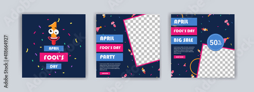 April fools day. April fools day party. April fool's day sale. Social media templates for april fools day.
