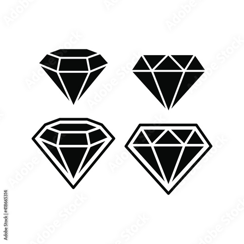 A set of diamonds in a flat style. Abstract black diamond collection icons. Linear outline sign. Vector icon logo design diamonds. Editable and replaceable.