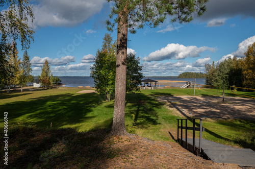 Public park next to a lake for tourists
