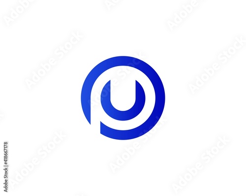 PU UP letter logo design vector template