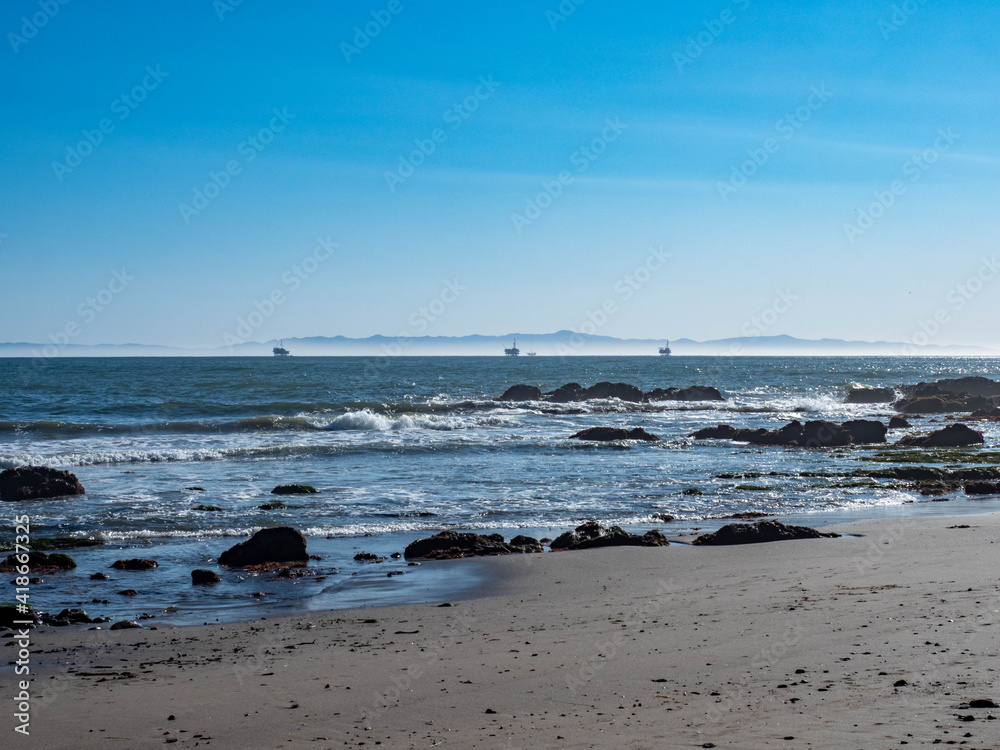 View of Santa Cruz Island in Channel Islands National Park and off ...