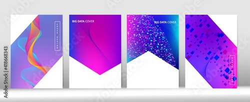 Trendy Covers Set. 3D Liquid Shapes Music Cover Design. Pink Purple Blue Digital Vector