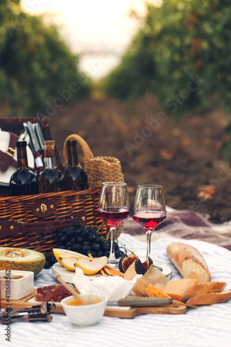 Tasty wine and snacks for r...