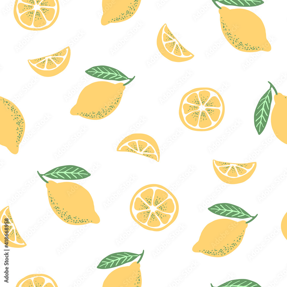 Lemon full slice vector pattern white background Lemon full slice vector pattern white background