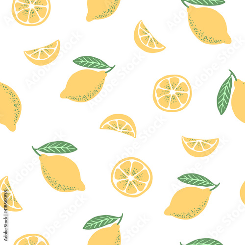 Lemon full slice vector pattern white background