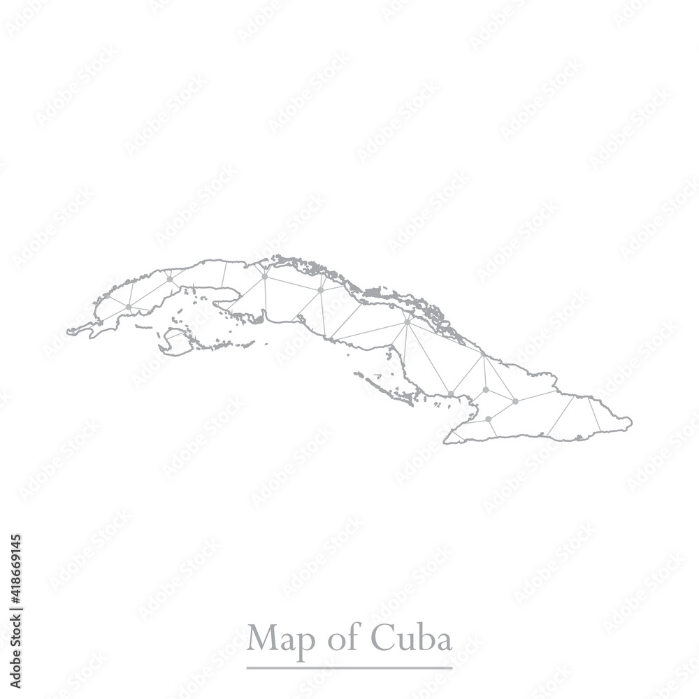 Vector map of Cuba with trendy triangles design polygonal abstract. Vector illustration eps 10