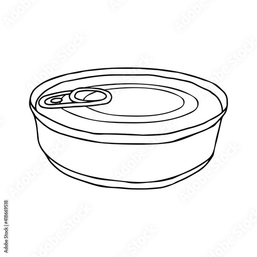 Black hand drawing outline illustration of a pan for cooking isolated on a white background