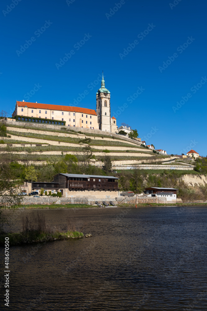 Melnik castle above the confluence of the Elbe and Vltava rivers, Central Bohemia, Czech Republic