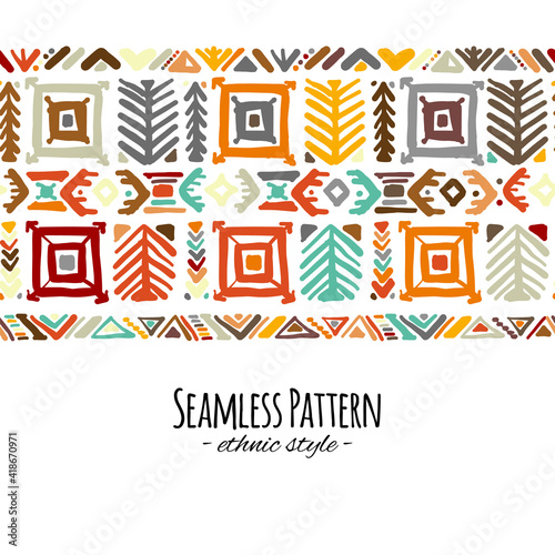Ethnic handmade ornament, seamless pattern
