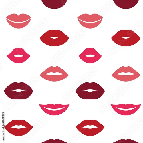 Woman s lips pattern. Seamless kissed mouth cartoon trendy texture. Vector fashion art wallpaper