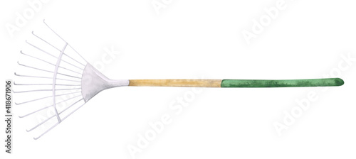 Quadro su tela Watercolor rake isolated on a white background