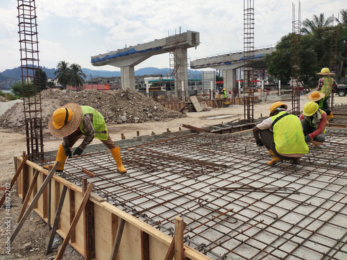 Photography KUALA LUMPUR, MALAYSIA -MARCH 21, 2020: Building floor slab under construction