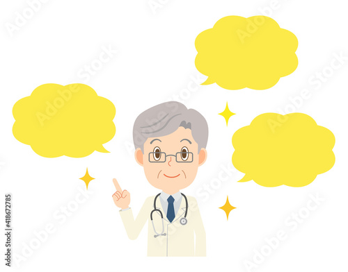 Wallpaper Mural 笑顔で説明する白衣の男性医師　吹き出し Torontodigital.ca