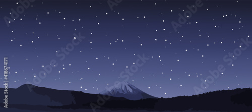 Night sky background with stars and mountains © Mr. Pixel