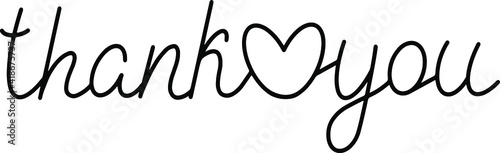 thank you, black vector handwritten inscription with heart, calligraphy, use on packages, postcards, banners, greetings,