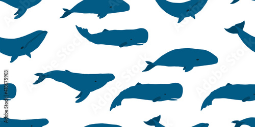 Wild Whales. Seamless Pattern for your design