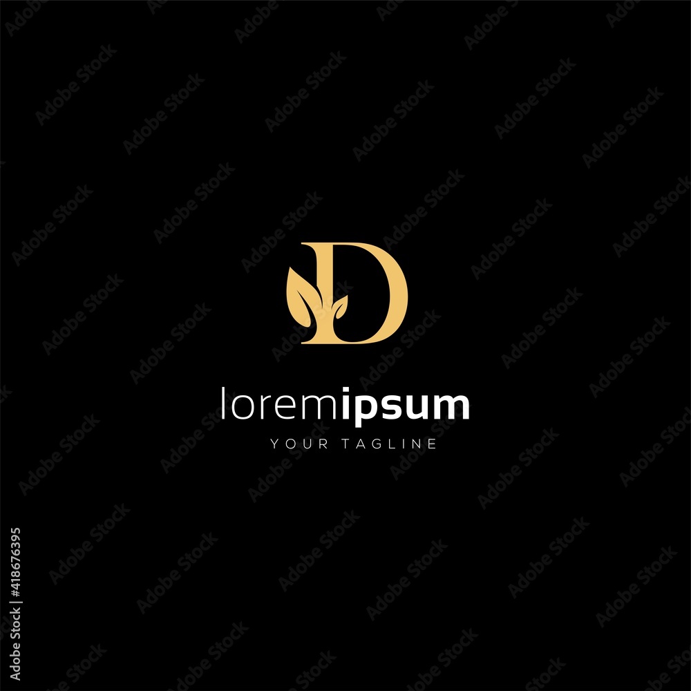 initial letter D leaf elegant luxury logo icon design elemets abstract initial letter D leaf elegant luxury logo icon design elemets abstract