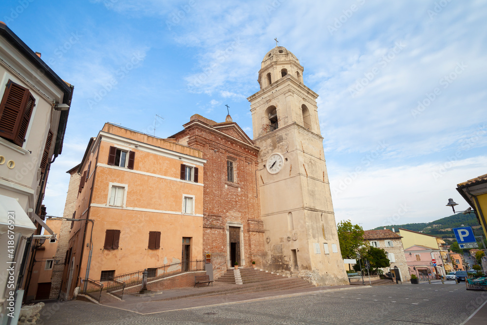 Front View Cathedral in Sirolo, Ancona - Italy  (Church of San Nicolo di Bari)